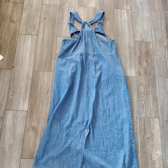 The VERMONT COUNTRY STORE womens Sz M. Denim Jumper DRESS lagenlook. Vintage - Picture 3 of 10